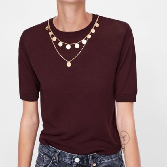 Zara Tops - Zara Sweater with Removable Chain Necklace